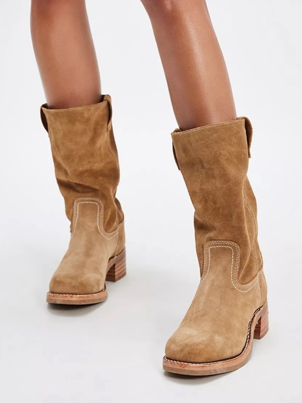 Frye Free People Campus 12R Suede Leather Boots in Tan Buck NWOB